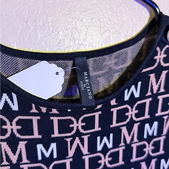 Guess by Marciano Black and Cream Logo Midi Bodycon Dress - Picture 5 of 5